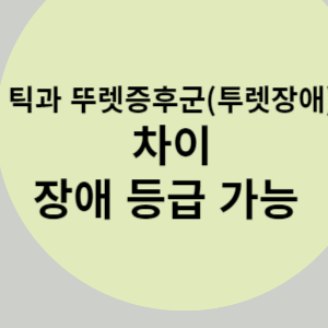 틱과 뚜렛증후군(투렛장애) 차이 장애 등급 가능 